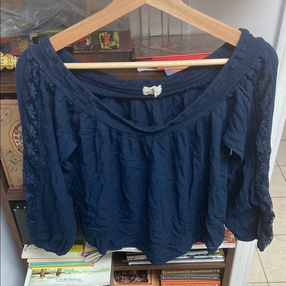 Hollister Dark Blue Off-Shoulder Blouse